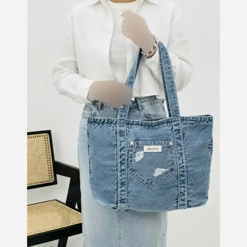 کیف جین زنانه لی خارجی ابعاد 30 در 38 سانت رنگ ثابت - تصویر 5