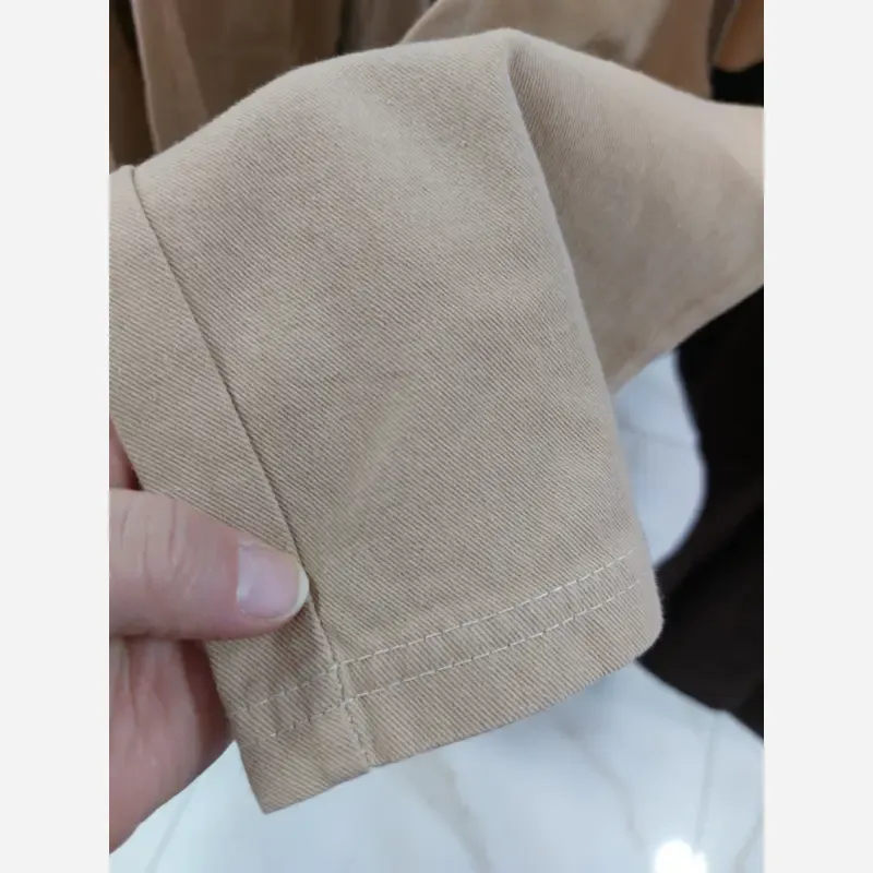 شلوار کتان نیم بگ اسپرت دخترانه و پسرانه 5 تا 11 سال رنگ قهوه ای و کرم - تصویر 4