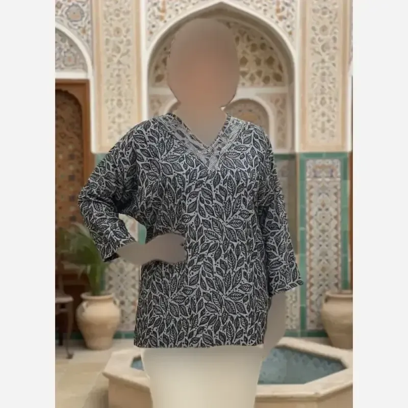 شومیز نگین دار کیمانو مدل تابان ژاکارد ویسکوز سایز بزرگ - تصویر 13