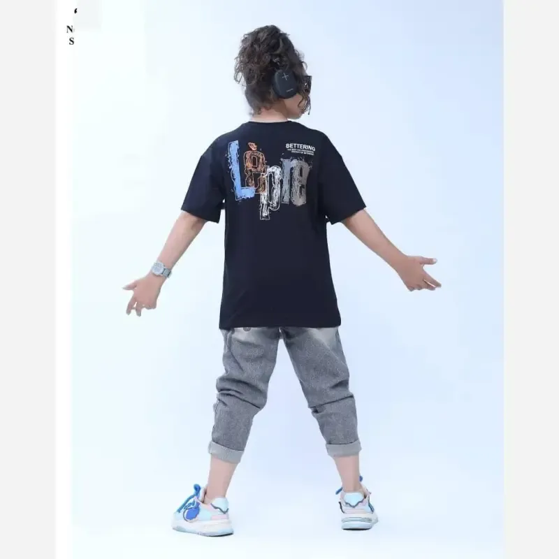 تیشرت مشکی محرمی اسپرت دخترانه و پسرانه سایز 3 تا 14 سال پنبه ترک - تصویر 5