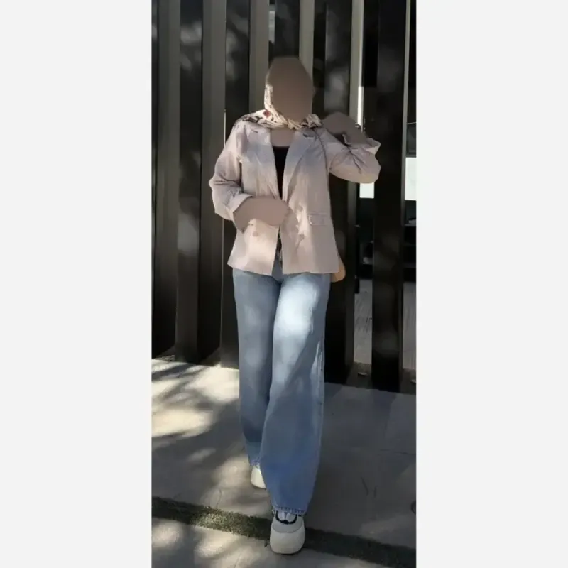 کت راه راه زنانه مدل هیلدا جنس لینن زارا سایز 38 تا 46 جلوباز جیب نما - تصویر 7