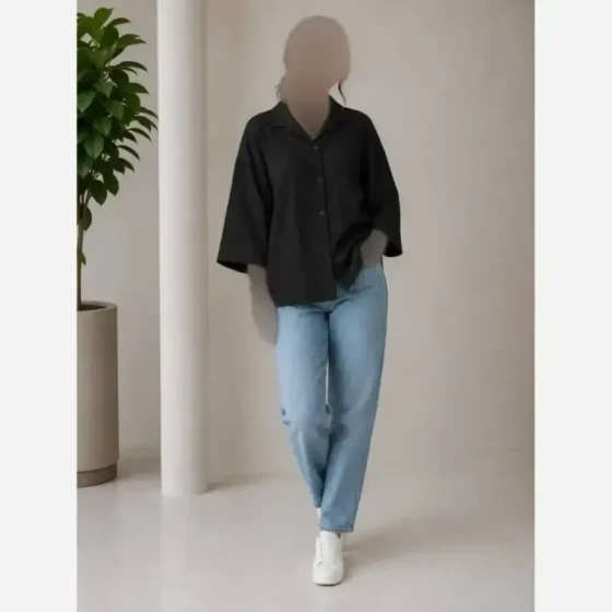 شومیز زنانه سما جنس سوپر آیوا رنگ مشکی سبز زرد سایز فری 38 تا 48