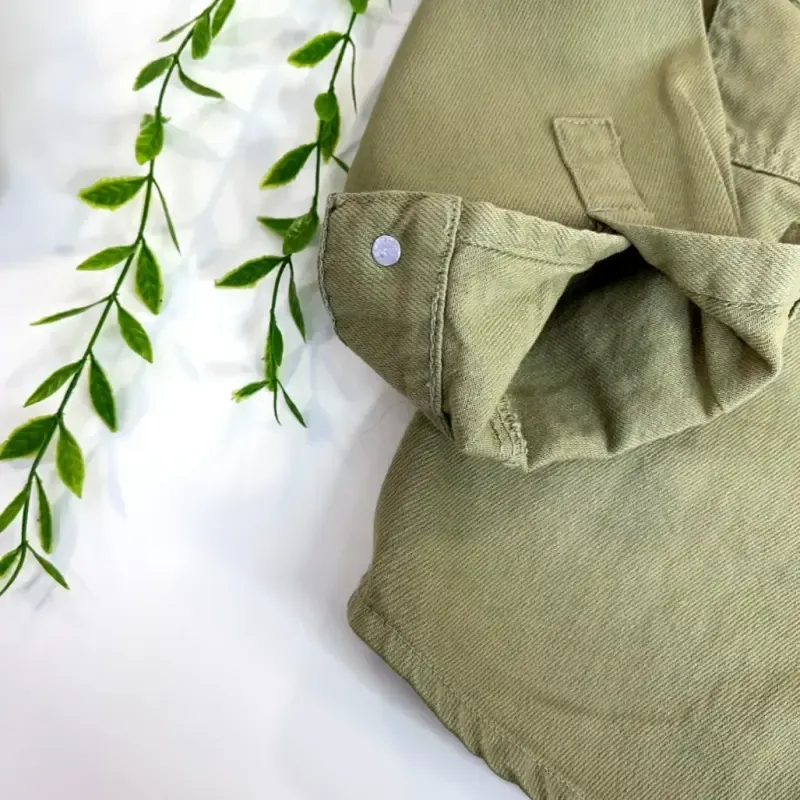 کت جین اسپرت دختر و پسر سبز جنس جین پارچه ترک مدل اسپرت - تصویر 3