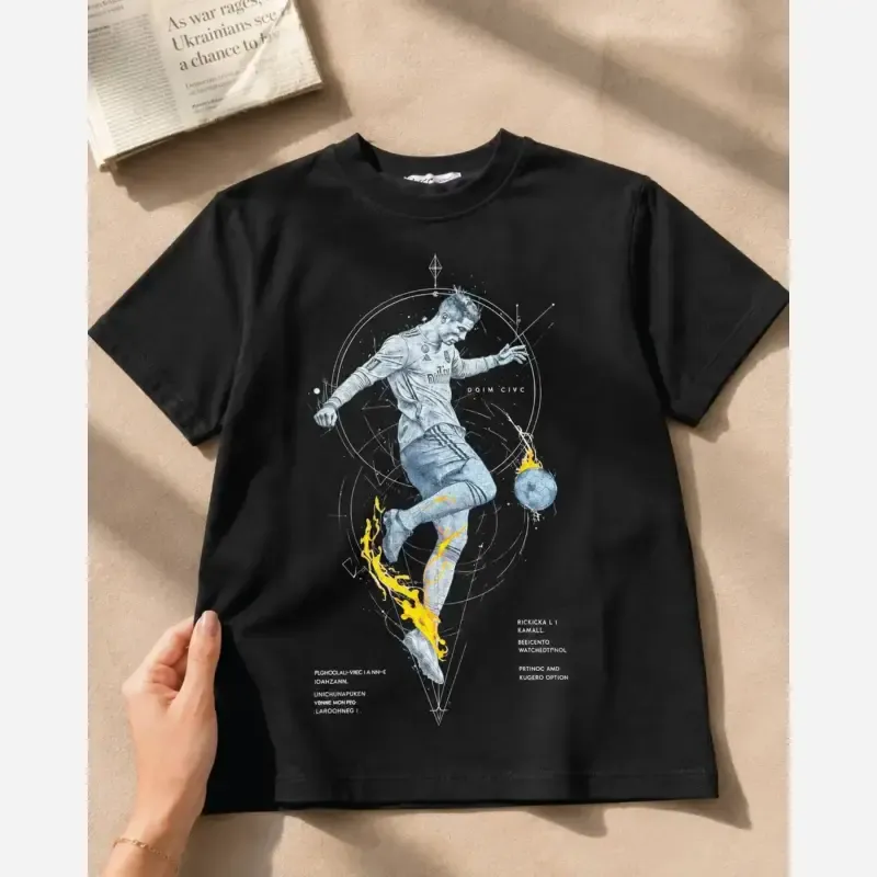 تیشرت پنبه لاکرا طرح رونالدو CR7 اورسایز بچگانه - تصویر 6
