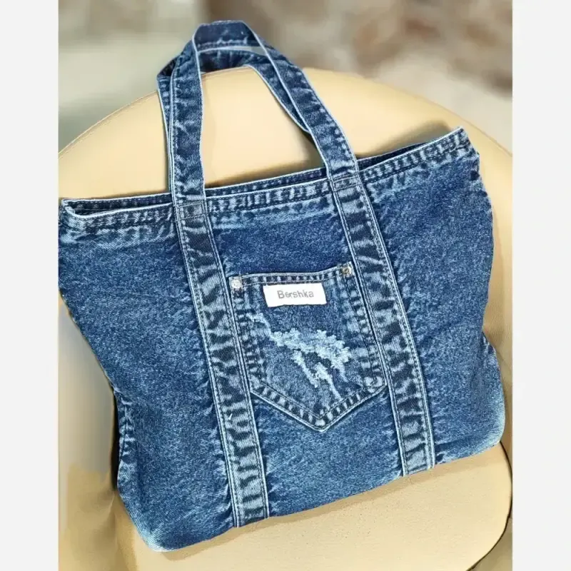 کیف جین زنانه لی خارجی ابعاد 30 در 38 سانت رنگ ثابت - تصویر 8