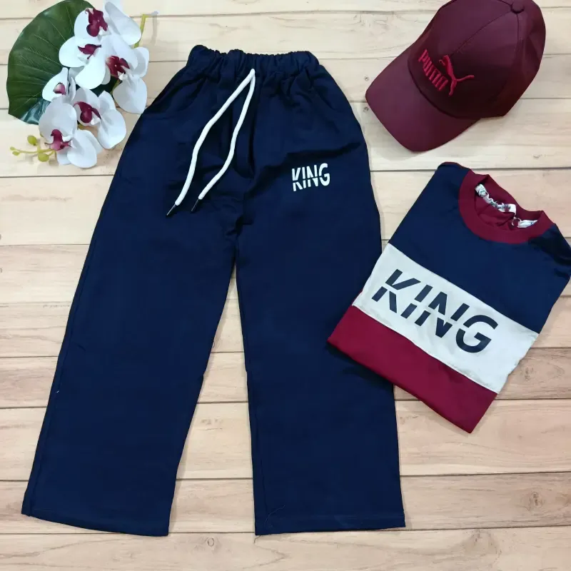تیشرت شلوار نوجوان طرح king پنبهای سایز 55 تا 70 - تصویر 8
