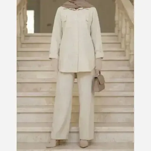 ست مانتو و شلوار زنانه مدل تارا جنس شانتون درجه یک - تصویر 2