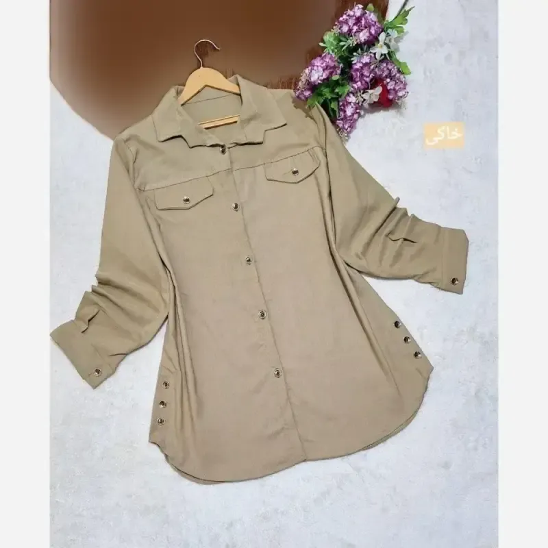 مانتو بغل دکمه کتان ژینا فری سایز 38 تا 46 - تصویر 4