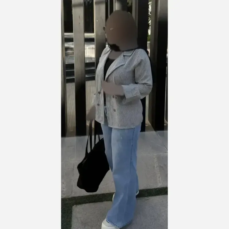 کت راه راه زنانه مدل هیلدا جنس لینن زارا سایز 38 تا 46 جلوباز جیب نما - تصویر 10