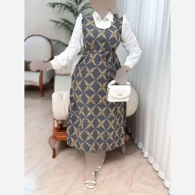 پیراهن طلاکوب پروانه زنانه جنس اسکادا سایز بزرگ - تصویر 4