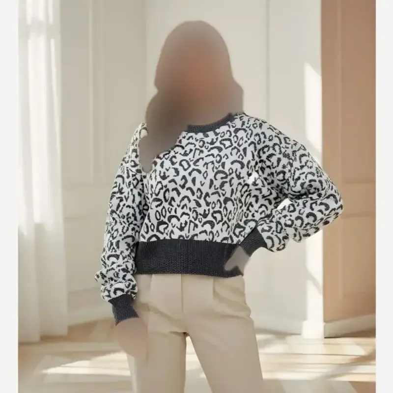 کراپ بافت پلنگی زنانه آکریل فری سایز - تصویر 9