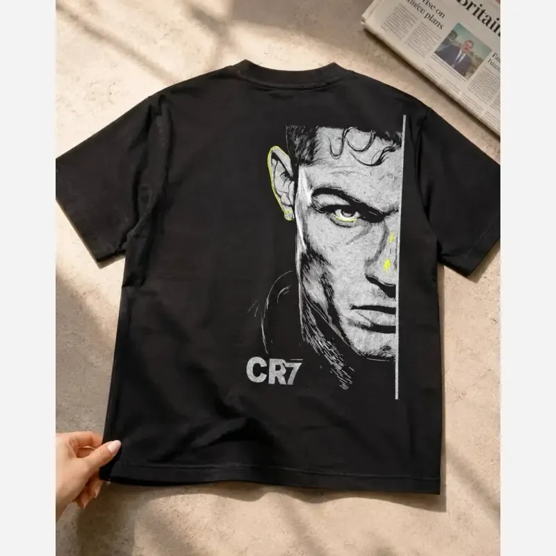 تیشرت پنبه لاکرا طرح رونالدو CR7 اورسایز بچگانه - تصویر 7