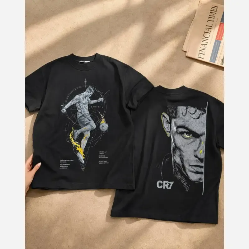 تیشرت پنبه لاکرا طرح رونالدو CR7 اورسایز بچگانه - تصویر 5