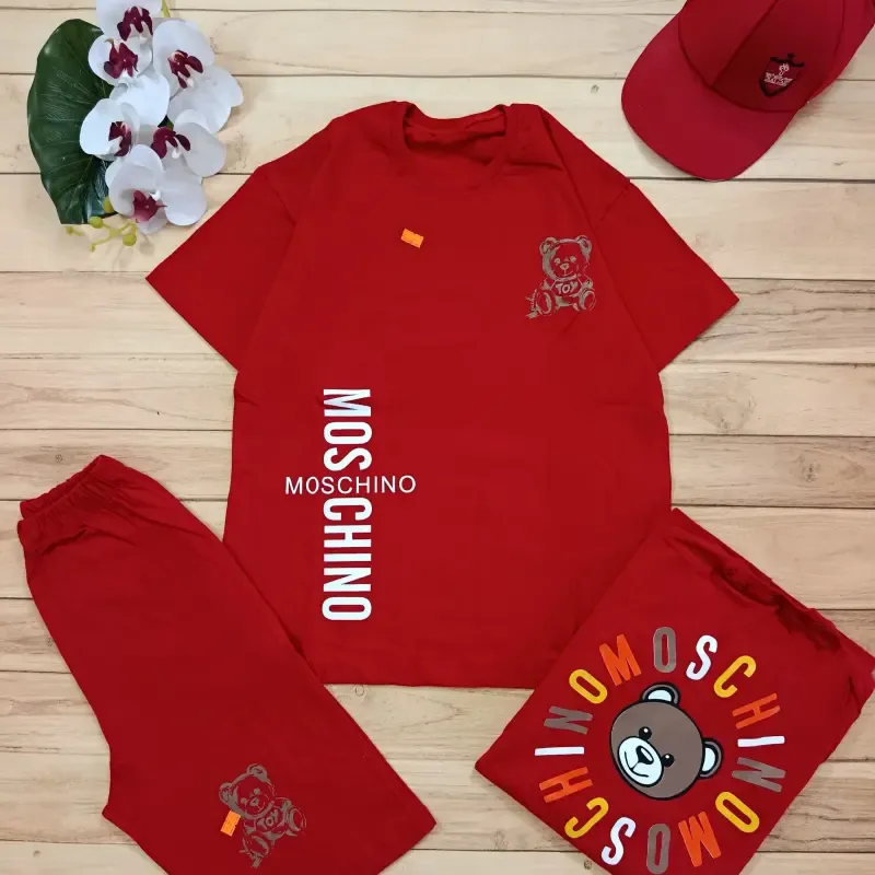 تیشرت و شلوارک بچگانه طرح Moschino پنبه ای قواره لش سایز 60 و 65 - تصویر 6