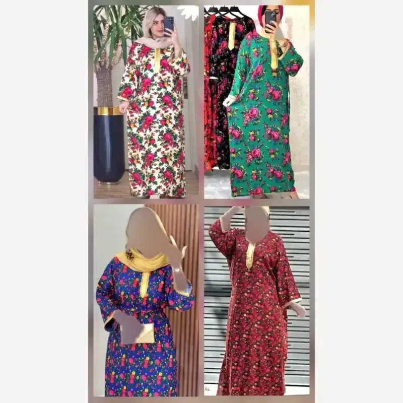 پیراهن ساحلی نخی یقه طلا کوب زنانه و دخترانه فری سایز - تصویر 9