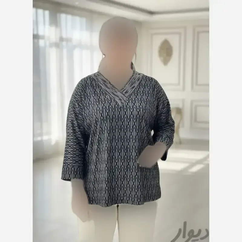 شومیز نگین دار کیمانو مدل یاس جنس ژاکارد ویسکوز فری سایز - تصویر 11
