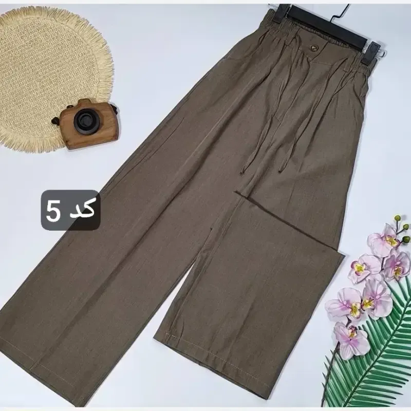 شلوار نیم بگ زنانه جنس کرپ هرمس پشت کمر کش - تصویر 2