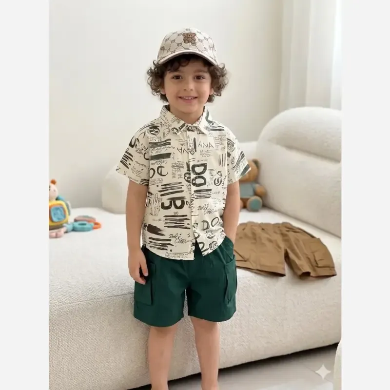 ست پیراهن و شلوارک پسرانه وارداتی جنس کتان نخ خنک مناسب 8 ماه تا 5 سال - تصویر 7