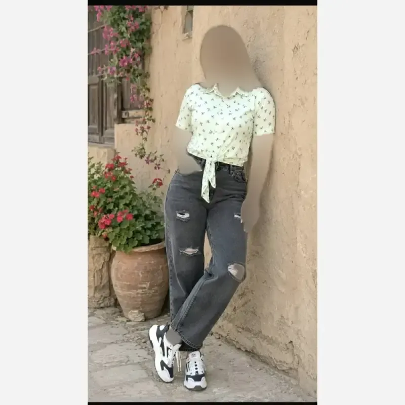 شومیز گره ای چاپی پاپیونی جنس پری صابونی شیشه ای فری سایز - تصویر 10