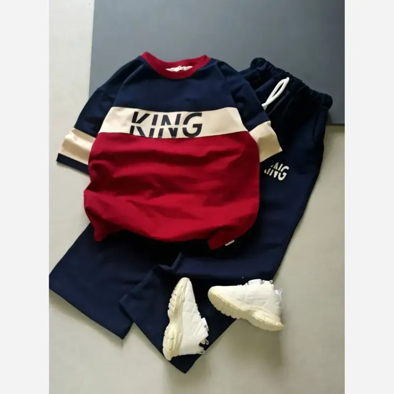 تیشرت شلوار نوجوان طرح king پنبهای سایز 55 تا 70 - تصویر 2