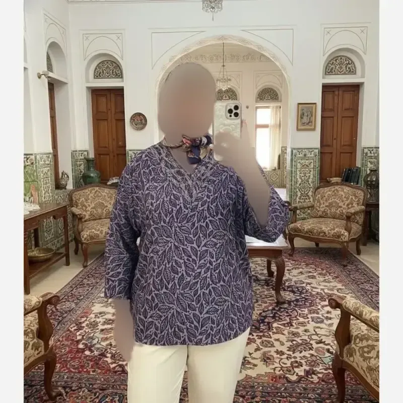 شومیز نگین دار کیمانو مدل تابان ژاکارد ویسکوز سایز بزرگ - تصویر 10