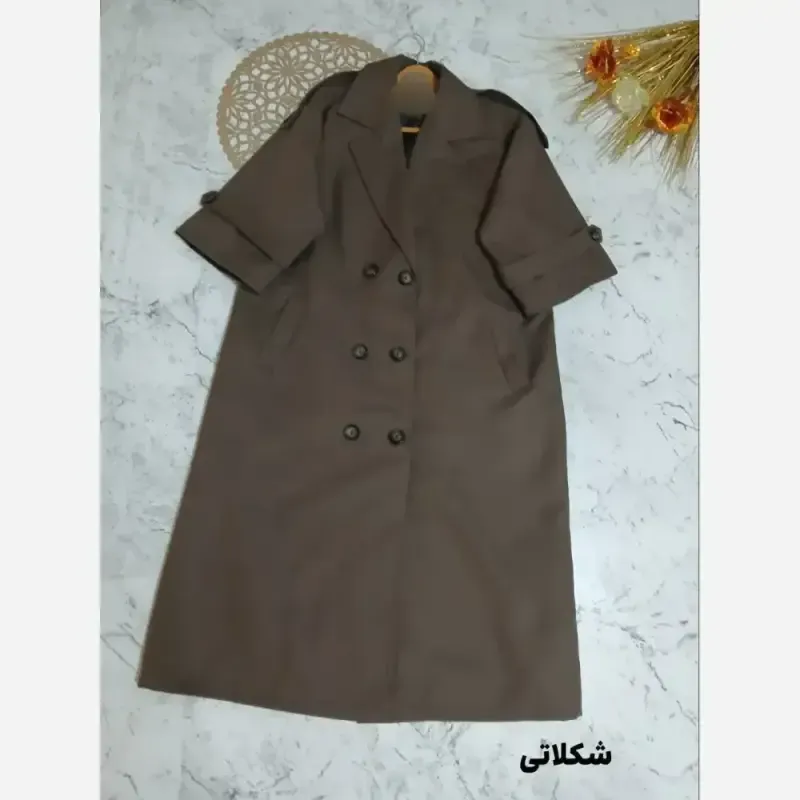 بارونی آستردار مدل خزان جنس کتان تی سی فری سایز - تصویر 7
