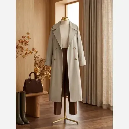 ترنچ کت زنانه جنس کتان زارا آسترکشی کامل سایزبندی - تصویر 2
