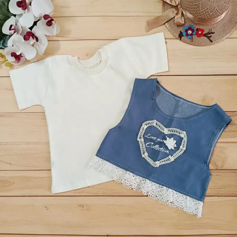 سه تکه لباس بچه گانه طرح لاو تیشرت وست و شلوار مدل بگ سایز 40 تا 55 - تصویر 3