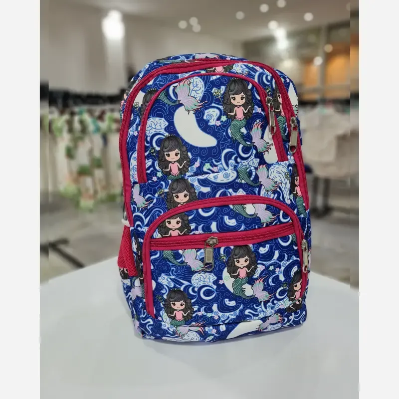کوله پشتی مدرسه دخترانه طرح پری دریایی آبی - تصویر 3