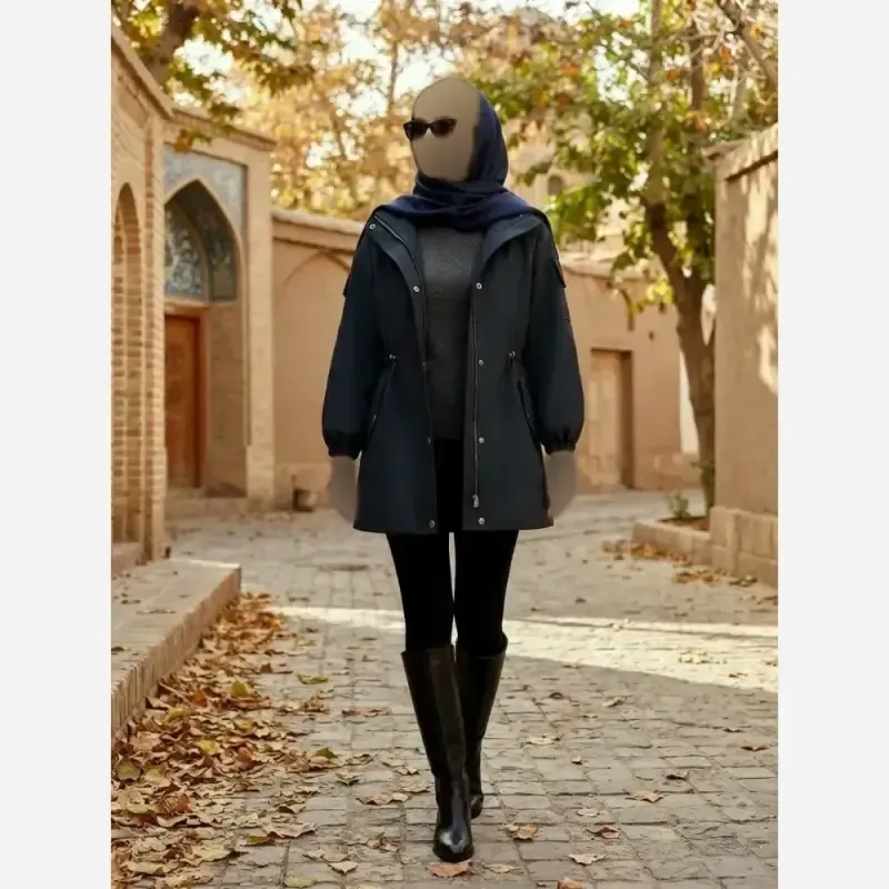 بارانی زنانه مدل گالیا جنس سانتانا آستردار فری سایز 38 تا 46 - تصویر 16
