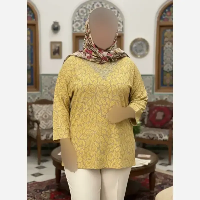 شومیز نگین دار کیمانو مدل تابان ژاکارد ویسکوز سایز بزرگ - تصویر 11