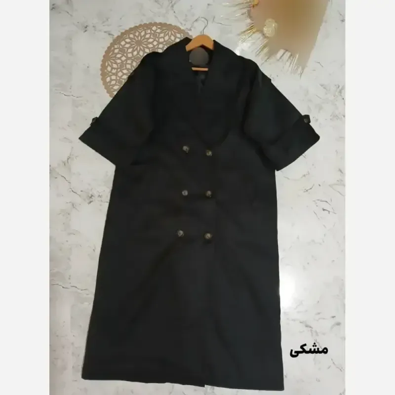 بارونی آستردار مدل خزان جنس کتان تی سی فری سایز - تصویر 6