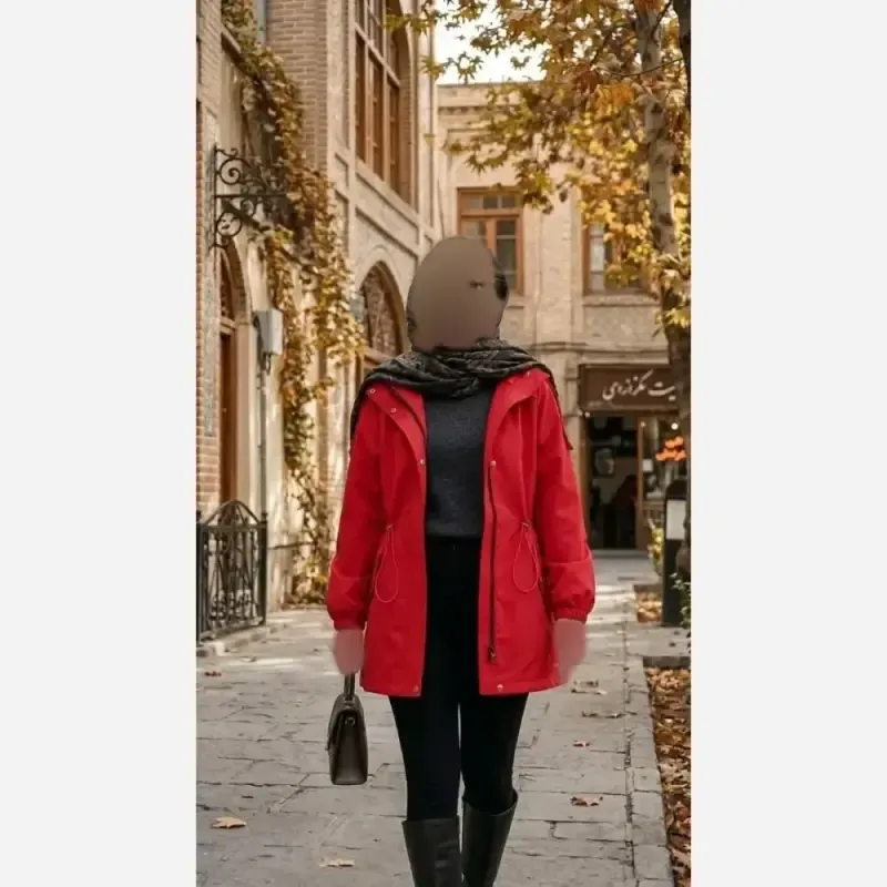 بارانی زنانه مدل گالیا جنس سانتانا آستردار فری سایز 38 تا 46 - تصویر 5