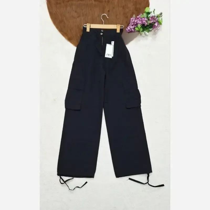 شلوار کارگو بگ شش جیب سوپرکتان کاغذی زارا ZARA - تصویر 9