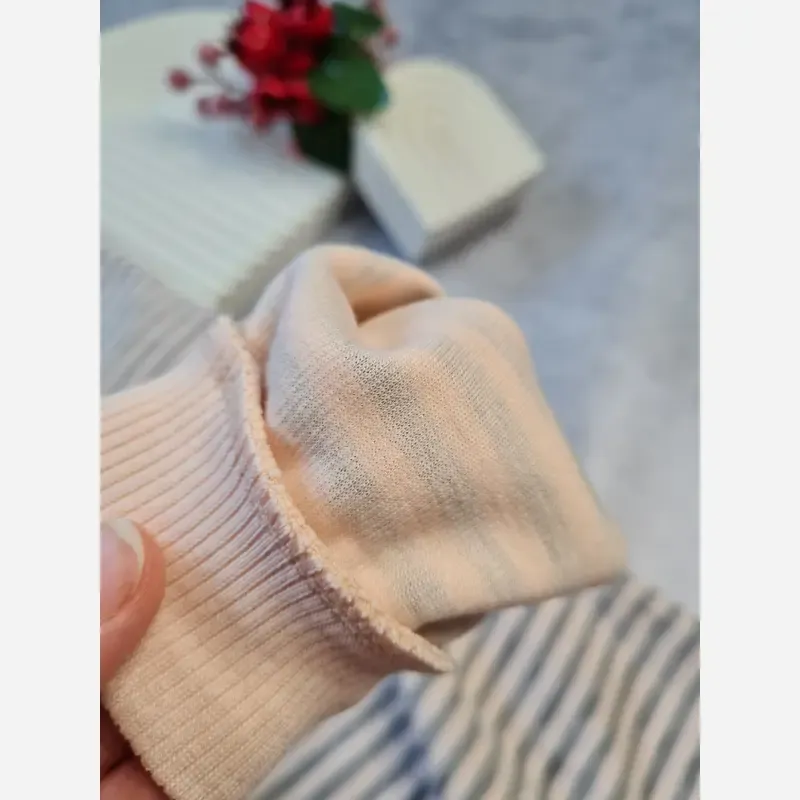 بلوز پاییزه بچگانه اسپرت راه راه تک جیب سایز 50 تا 60 پنبه ای مخملی سوپر سافت - تصویر 11