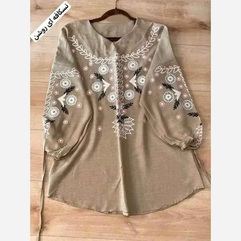 تونیک چاپی رنگی آرامش جنس شانتون درجه یک فری سایز - تصویر 8