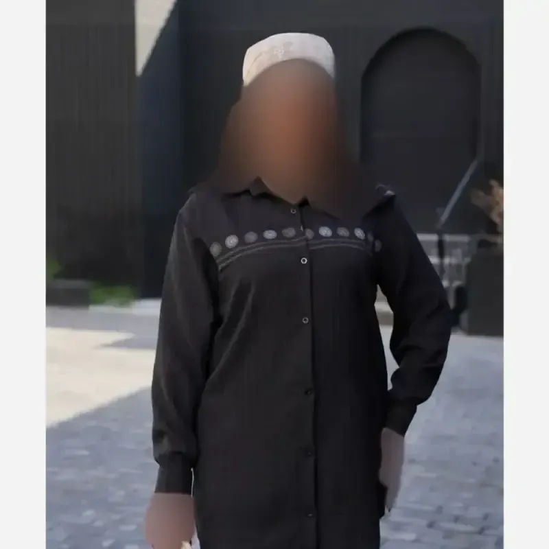 شومیز محرمی گلدوزی شده مشکی پارچه صوفیا فری سایز - تصویر 4