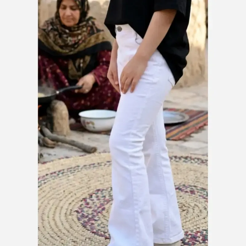 شلوار جین بوتکات ترک سفید بچه گانه - تصویر 3