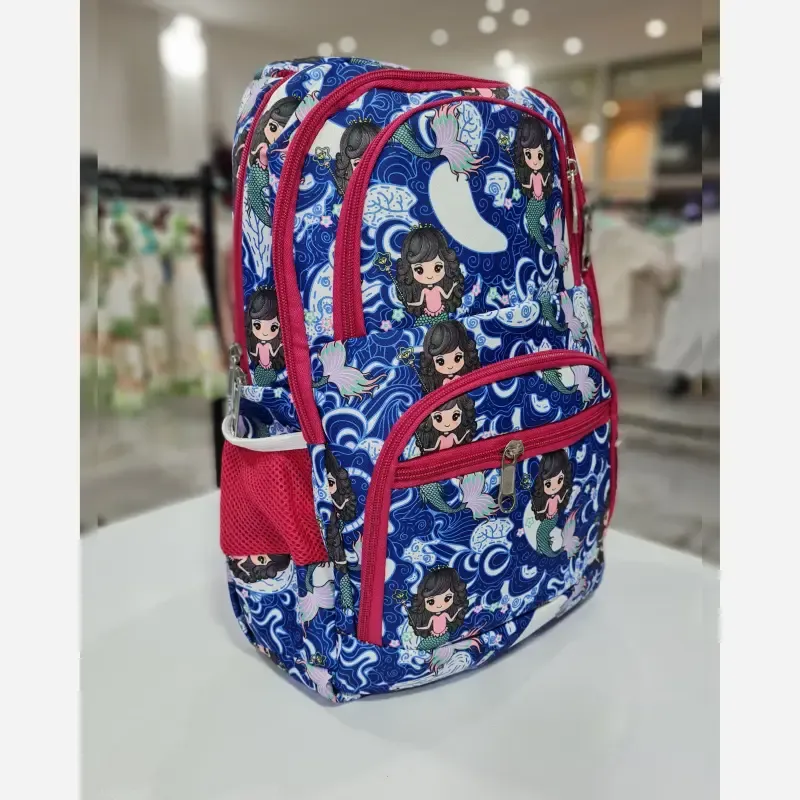 کوله پشتی مدرسه دخترانه طرح پری دریایی آبی - تصویر 2
