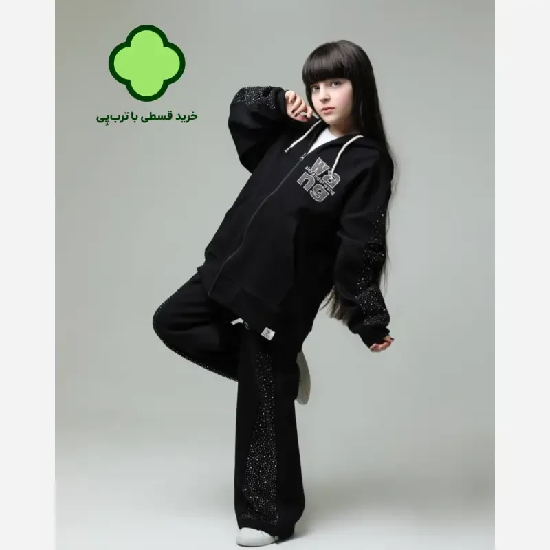 ست سوییشرت و شلوار دخترانه دورس سه نخ نگین دار پاییزه - تصویر 5