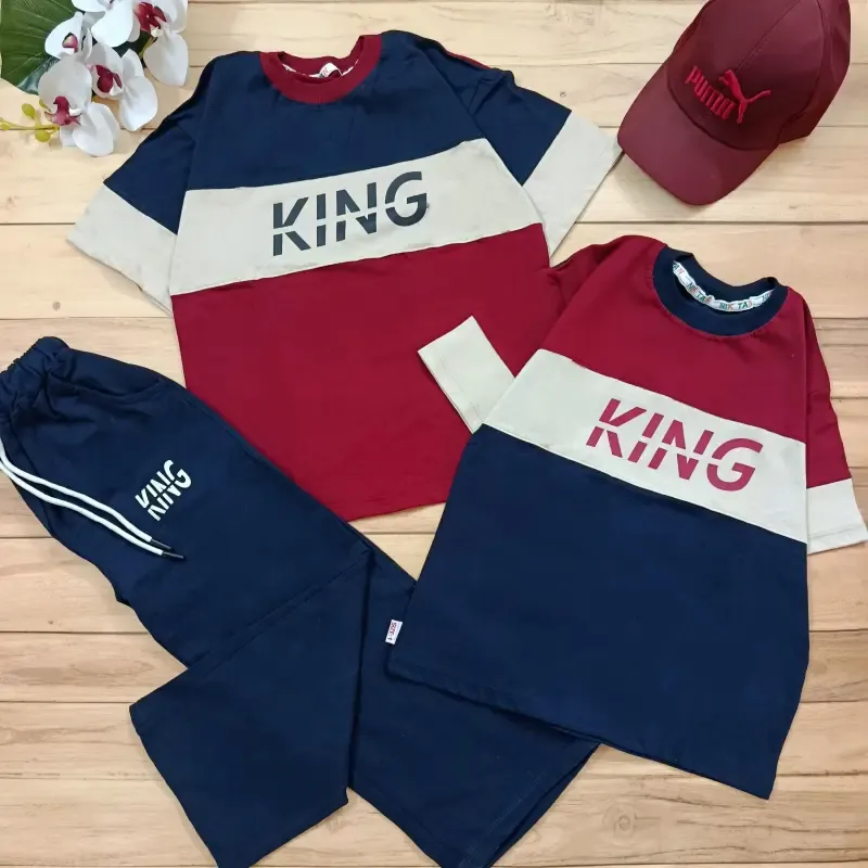 تیشرت شلوار نوجوان طرح king پنبهای سایز 55 تا 70 - تصویر 5