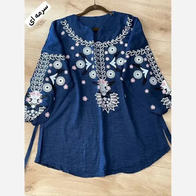 تونیک چاپی رنگی آرامش جنس شانتون درجه یک فری سایز - تصویر 6