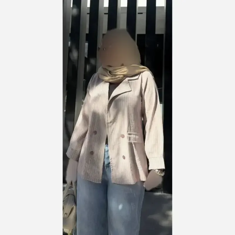 کت راه راه زنانه مدل هیلدا جنس لینن زارا سایز 38 تا 46 جلوباز جیب نما - تصویر 9