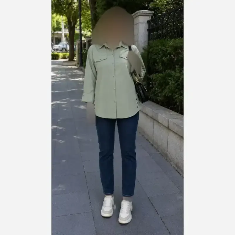 مانتو بغل دکمه کتان ژینا فری سایز 38 تا 46 - تصویر 8