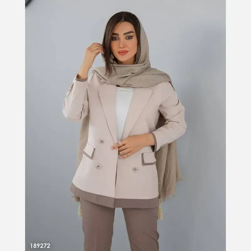 ست کت و شلوار لنین تابستانه مدل سوری رنگ نسکافهای و سبز سایزبندی - تصویر 4