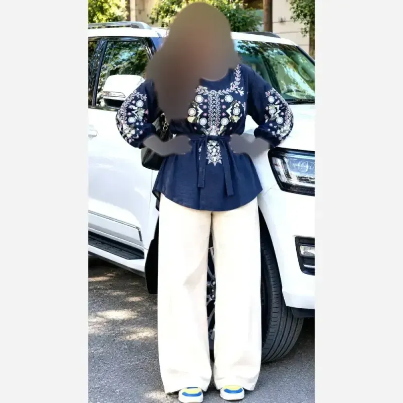 تونیک چاپی رنگی آرامش جنس شانتون درجه یک فری سایز - تصویر 11