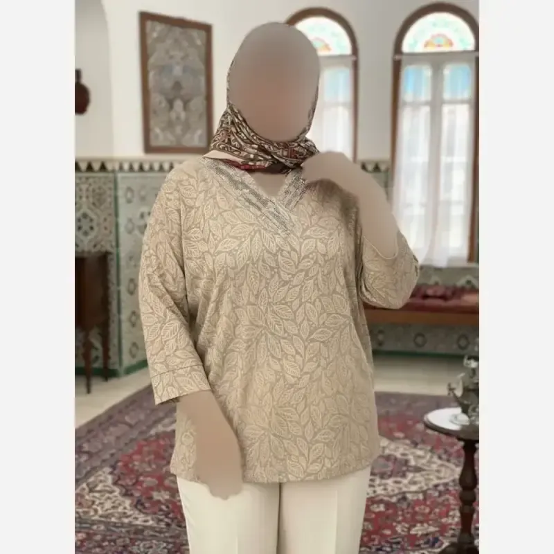 شومیز نگین دار کیمانو مدل تابان ژاکارد ویسکوز سایز بزرگ - تصویر 12